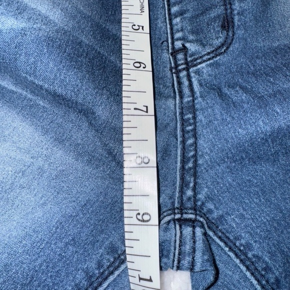 Indigo Rein Anklet Women's 5 Blue Skinny Stretch Denim Unhemmed Faded Whiskering - Picture 10 of 12